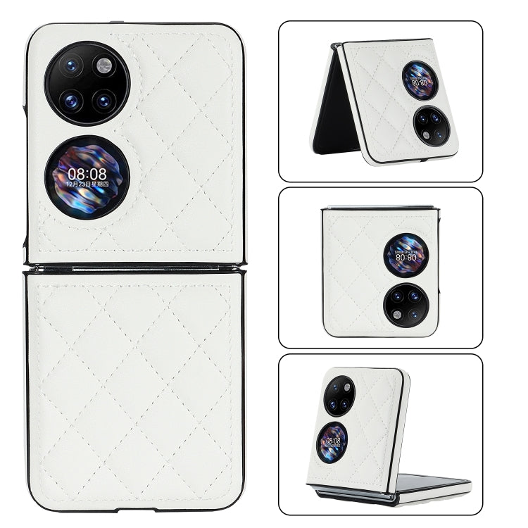 For Huawei P50 Pocket Rhombic Microfiber Folding Phone Case