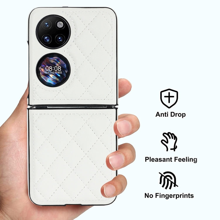 For Huawei P50 Pocket Rhombic Microfiber Folding Phone Case