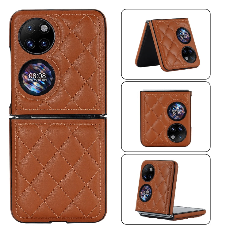 For Huawei P50 Pocket Rhombic Microfiber Folding Phone Case