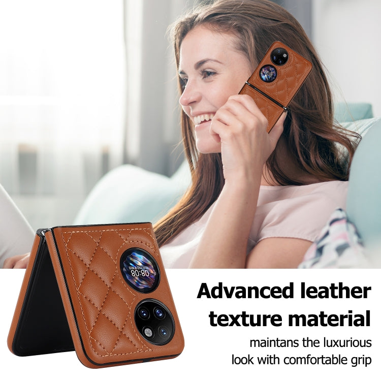 For Huawei P50 Pocket Rhombic Microfiber Folding Phone Case