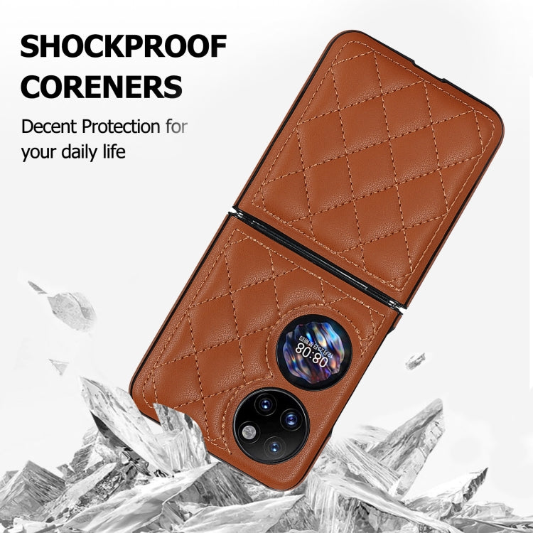 For Huawei P50 Pocket Rhombic Microfiber Folding Phone Case