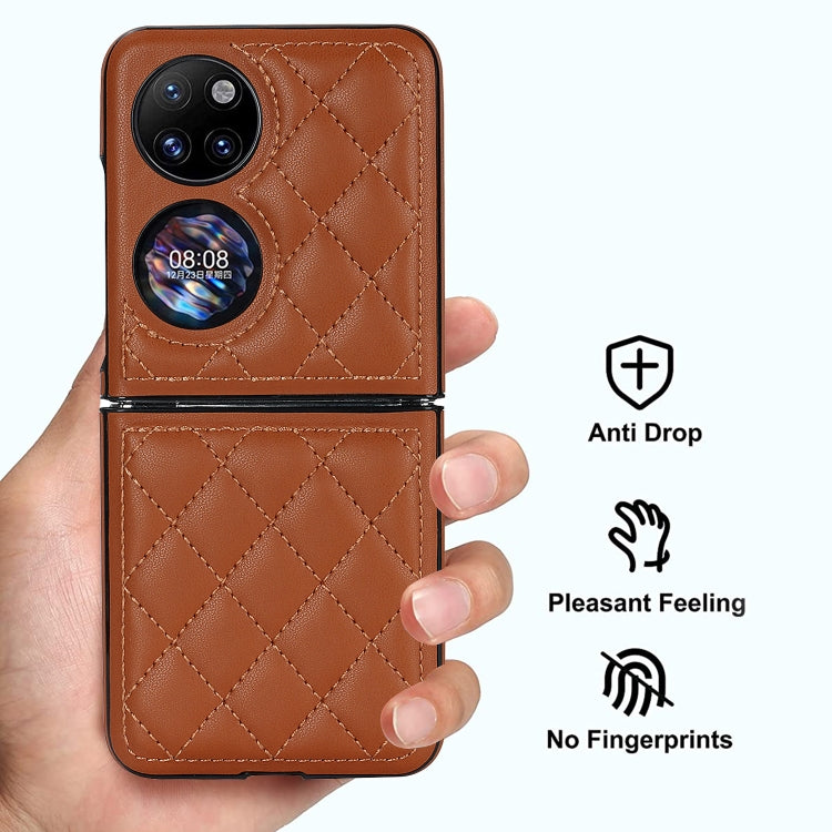 For Huawei P50 Pocket Rhombic Microfiber Folding Phone Case