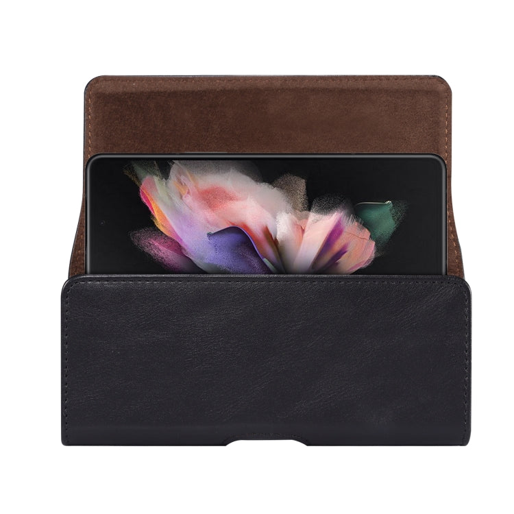 Fold Screen Universal Lamb Texture Waist Hanging Phone Case(Black)