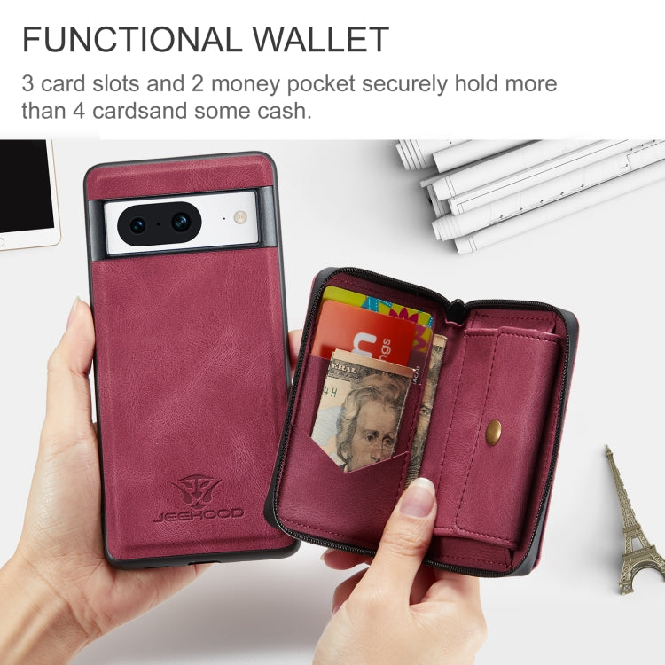 For Google Pixel 8 JEEHOOD Magnetic Zipper Wallet Phone Leather Case