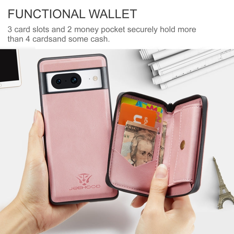 For Google Pixel 8 JEEHOOD Magnetic Zipper Wallet Phone Leather Case