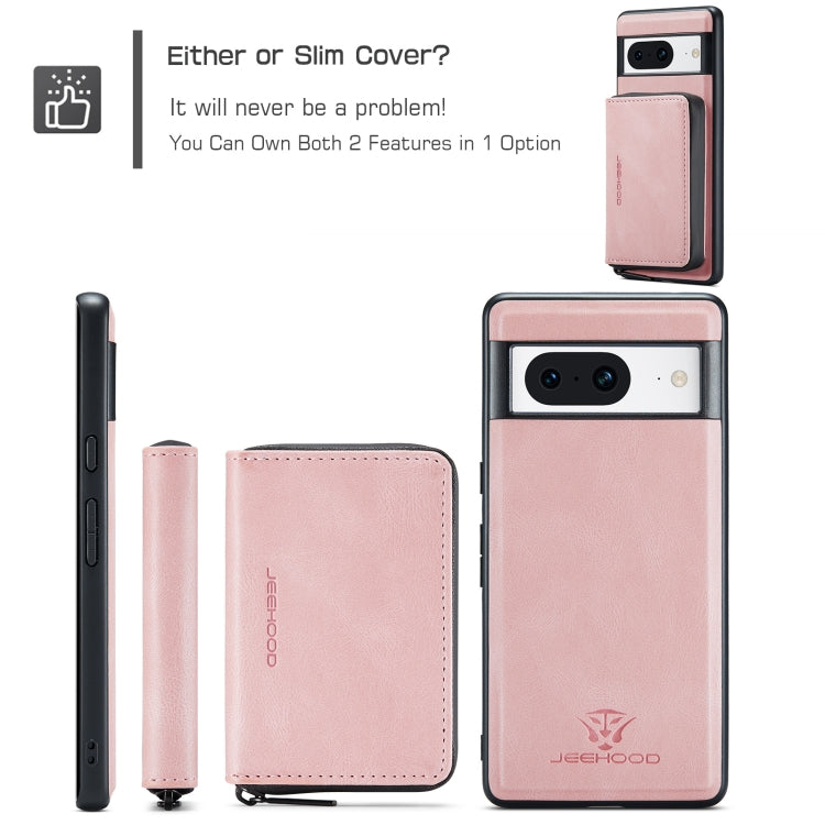 For Google Pixel 8 JEEHOOD Magnetic Zipper Wallet Phone Leather Case