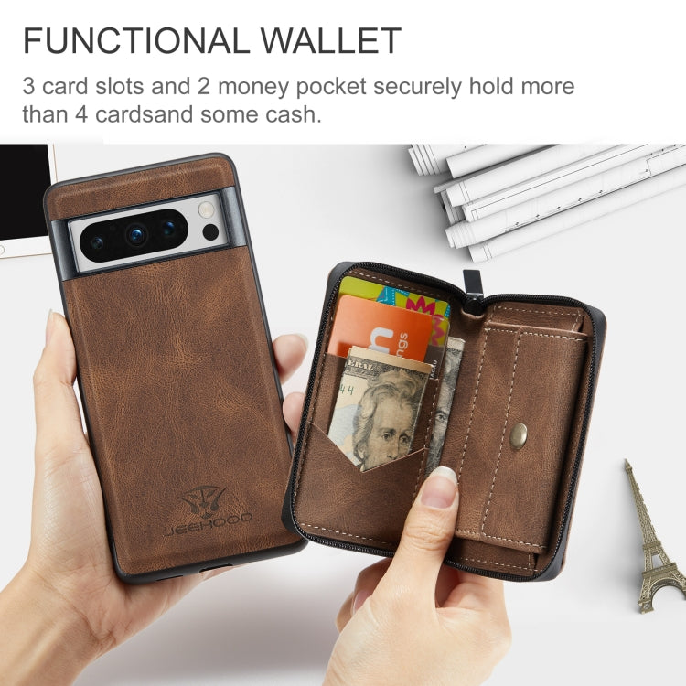 For Google Pixel 8 Pro JEEHOOD Magnetic Zipper Wallet Phone Leather Case