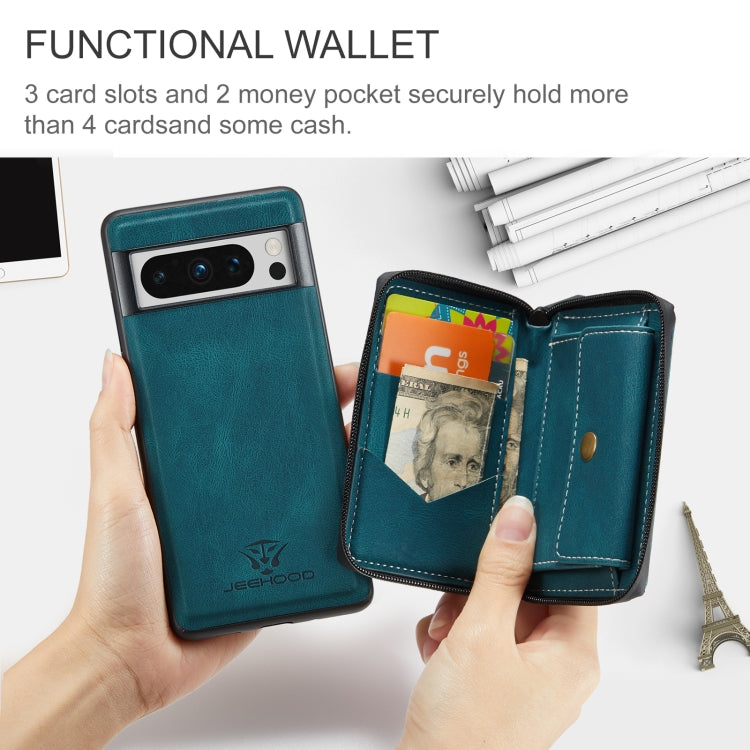 For Google Pixel 8 Pro JEEHOOD Magnetic Zipper Wallet Phone Leather Case
