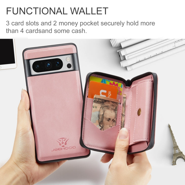 For Google Pixel 8 Pro JEEHOOD Magnetic Zipper Wallet Phone Leather Case