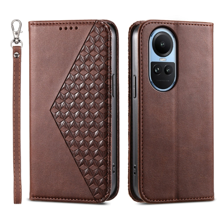 For OPPO Reno10 Global / Reno10 Pro Global Cubic Grid Calf Texture Magnetic Leather Phone Case