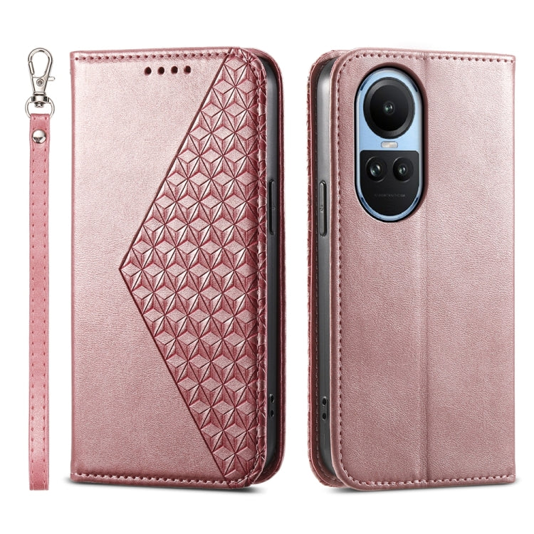 For OPPO Reno10 Global / Reno10 Pro Global Cubic Grid Calf Texture Magnetic Leather Phone Case