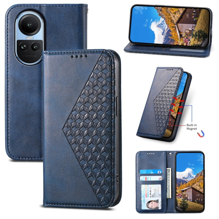 For OPPO Reno10 Global / Reno10 Pro Global Cubic Grid Calf Texture Magnetic Leather Phone Case