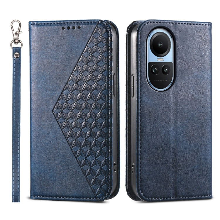 For OPPO Reno10 Global / Reno10 Pro Global Cubic Grid Calf Texture Magnetic Leather Phone Case