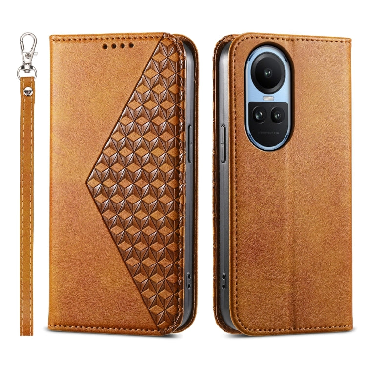 For OPPO Reno10 Global / Reno10 Pro Global Cubic Grid Calf Texture Magnetic Leather Phone Case