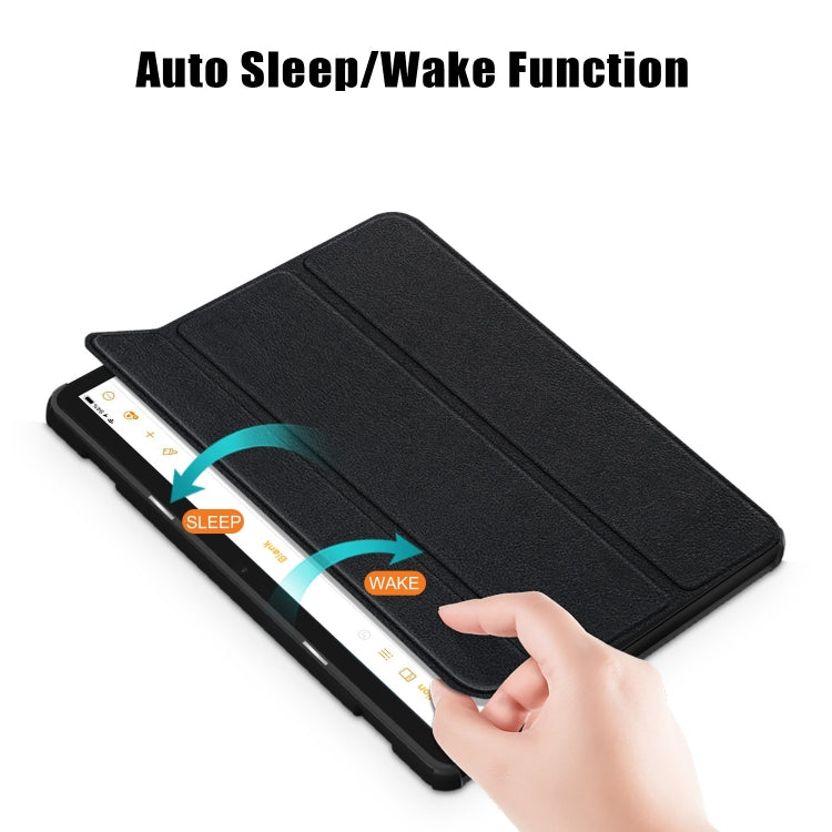 For Amazon Fire  HD 10 2023  Custer Pure Color 3-Fold Holder Smart Leather Tablet Case