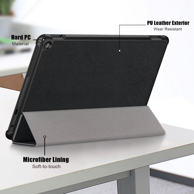 For Amazon Fire  HD 10 2023  Custer Pure Color 3-Fold Holder Smart Leather Tablet Case