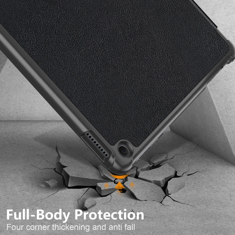 For Amazon Fire  HD 10 2023  Custer Pure Color 3-Fold Holder Smart Leather Tablet Case