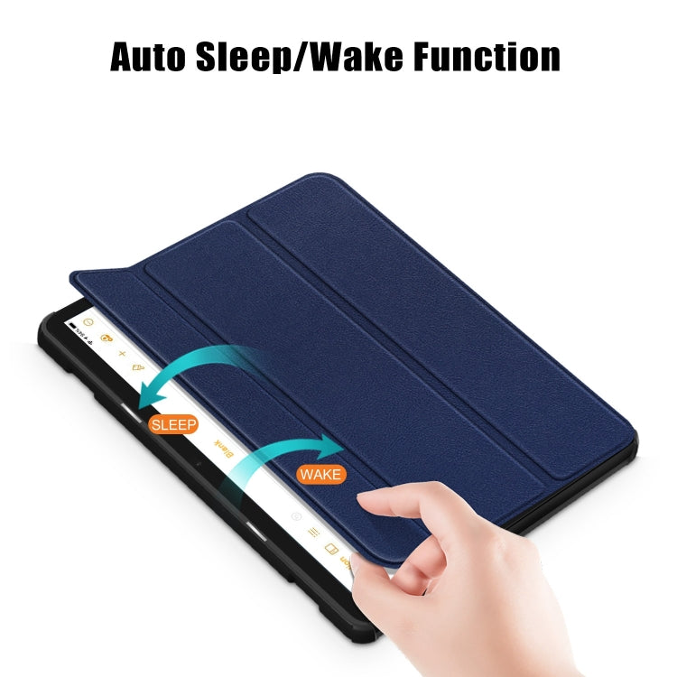 For Amazon Fire  HD 10 2023  Custer Pure Color 3-Fold Holder Smart Leather Tablet Case