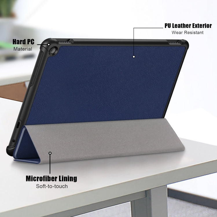 For Amazon Fire  HD 10 2023  Custer Pure Color 3-Fold Holder Smart Leather Tablet Case