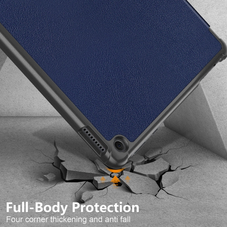 For Amazon Fire  HD 10 2023  Custer Pure Color 3-Fold Holder Smart Leather Tablet Case