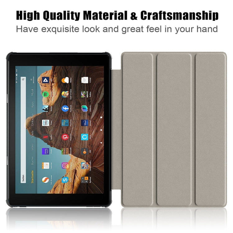 For Amazon Fire  HD 10 2023  Custer Pure Color 3-Fold Holder Smart Leather Tablet Case