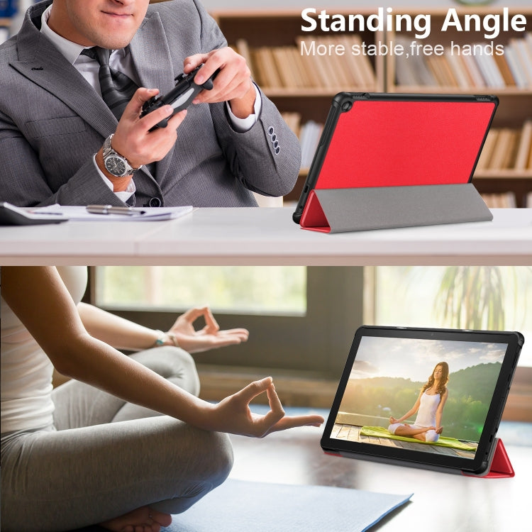 For Amazon Fire  HD 10 2023  Custer Pure Color 3-Fold Holder Smart Leather Tablet Case