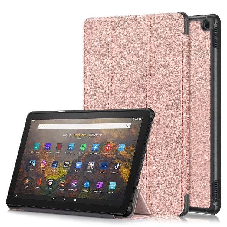 For Amazon Fire  HD 10 2023  Custer Pure Color 3-Fold Holder Smart Leather Tablet Case