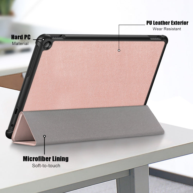 For Amazon Fire  HD 10 2023  Custer Pure Color 3-Fold Holder Smart Leather Tablet Case