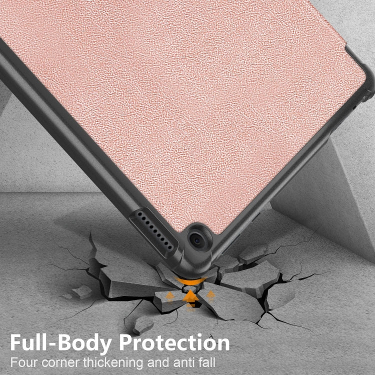 For Amazon Fire  HD 10 2023  Custer Pure Color 3-Fold Holder Smart Leather Tablet Case