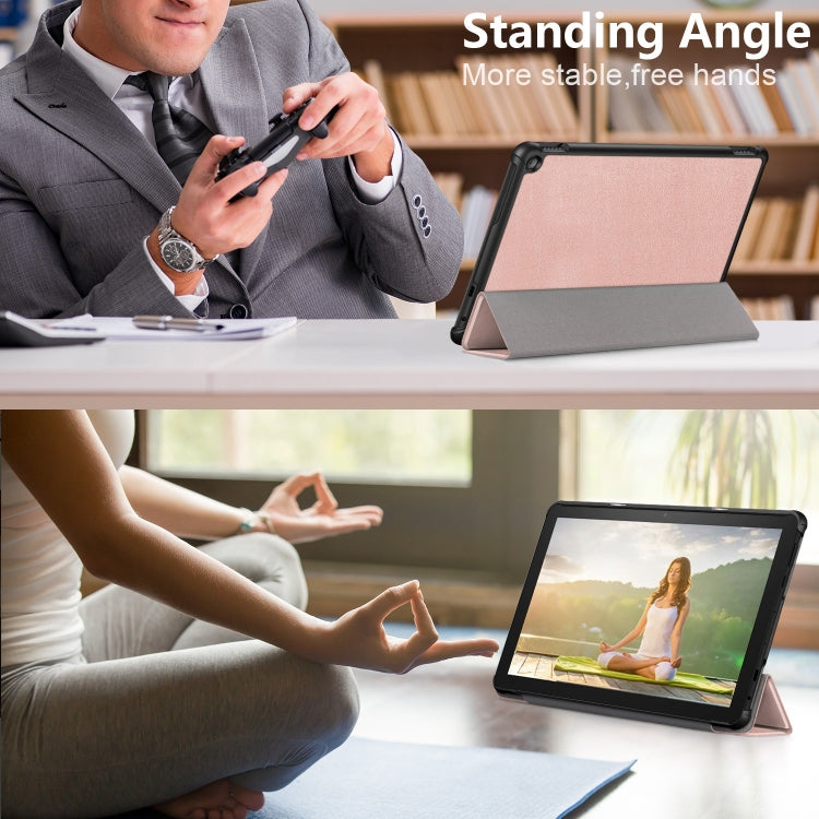 For Amazon Fire  HD 10 2023  Custer Pure Color 3-Fold Holder Smart Leather Tablet Case