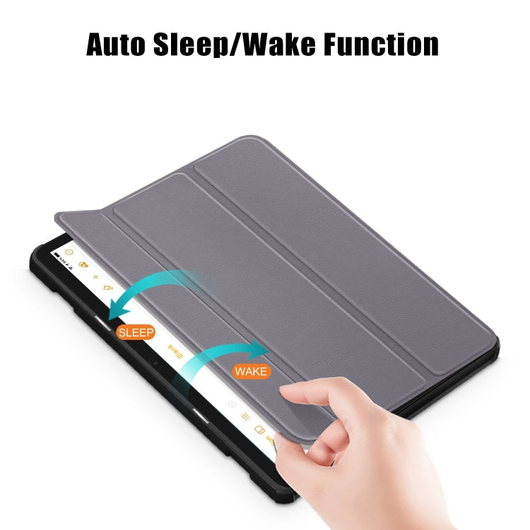 For Amazon Fire  HD 10 2023  Custer Pure Color 3-Fold Holder Smart Leather Tablet Case