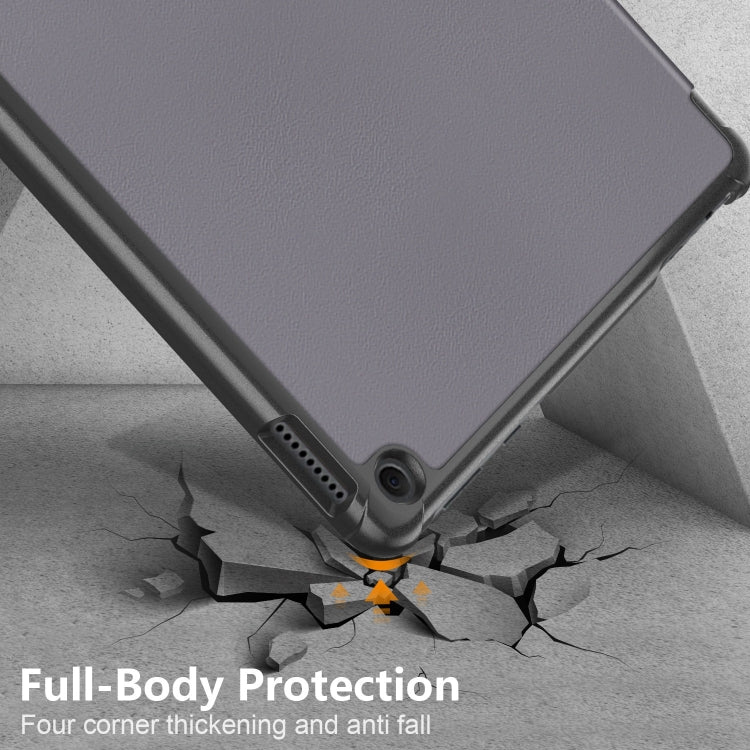 For Amazon Fire  HD 10 2023  Custer Pure Color 3-Fold Holder Smart Leather Tablet Case