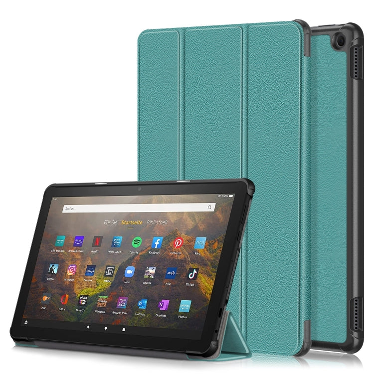 For Amazon Fire  HD 10 2023  Custer Pure Color 3-Fold Holder Smart Leather Tablet Case