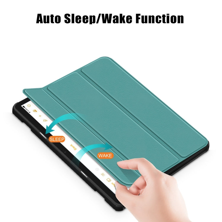 For Amazon Fire  HD 10 2023  Custer Pure Color 3-Fold Holder Smart Leather Tablet Case