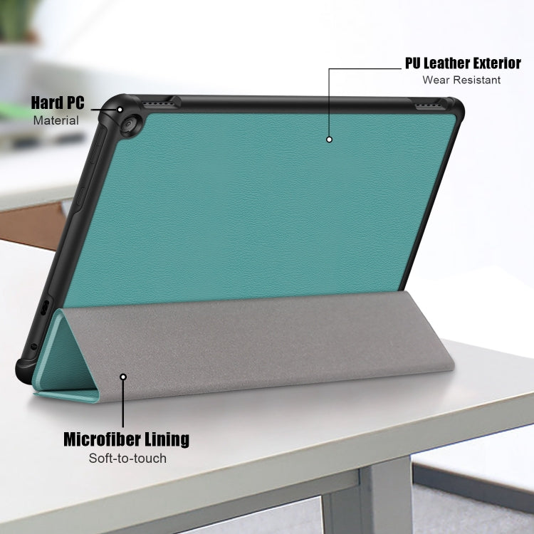 For Amazon Fire  HD 10 2023  Custer Pure Color 3-Fold Holder Smart Leather Tablet Case