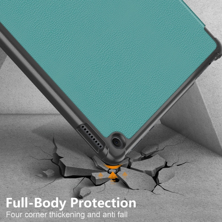 For Amazon Fire  HD 10 2023  Custer Pure Color 3-Fold Holder Smart Leather Tablet Case