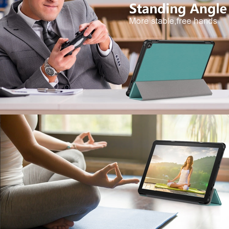 For Amazon Fire  HD 10 2023  Custer Pure Color 3-Fold Holder Smart Leather Tablet Case