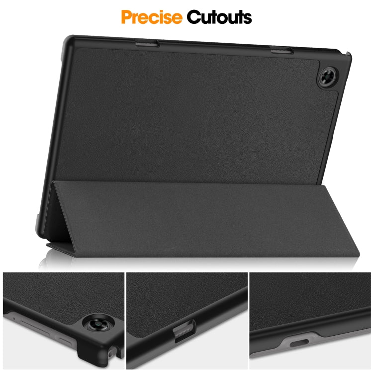 For Teclast M40 Pro 2023 Custer Pure Color 3-Fold Holder Leather Tablet Case