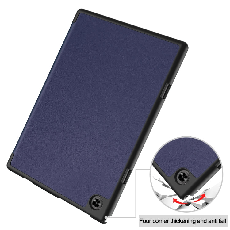 For Teclast M40 Pro 2023 Custer Pure Color 3-Fold Holder Leather Tablet Case