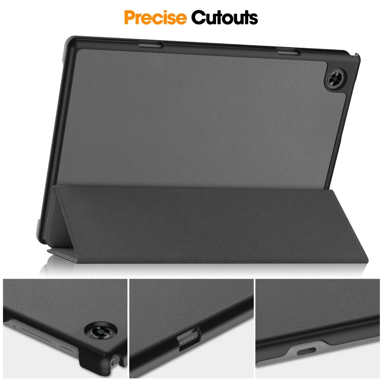 For Teclast M40 Pro 2023 Custer Pure Color 3-Fold Holder Leather Tablet Case