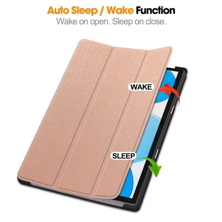 For Teclast M40 Pro 2023 Custer Pure Color 3-Fold Holder Leather Tablet Case