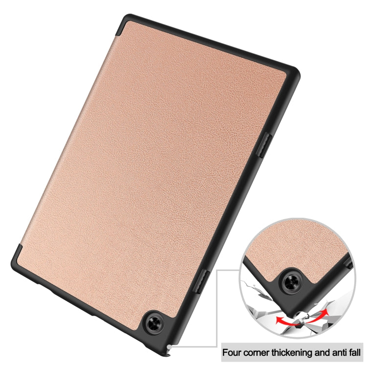 For Teclast M40 Pro 2023 Custer Pure Color 3-Fold Holder Leather Tablet Case