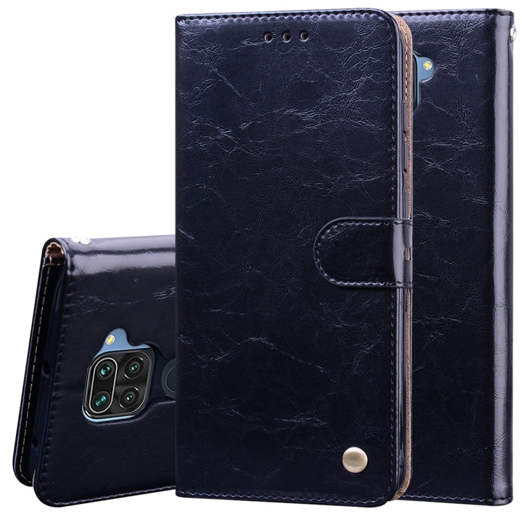 For Xiaomi Redmi Note 9 Business Style Oil Wax Texture Horizontal Flip Leather Case with Holder & Card Slots & Wallet