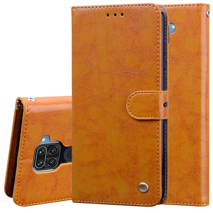 For Xiaomi Redmi Note 9 Business Style Oil Wax Texture Horizontal Flip Leather Case with Holder & Card Slots & Wallet