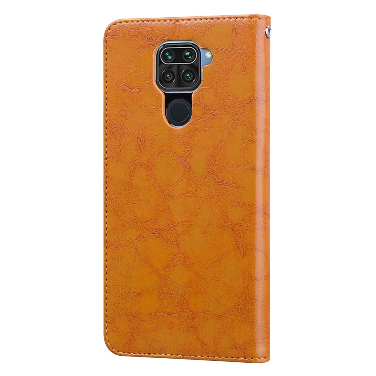 For Xiaomi Redmi Note 9 Business Style Oil Wax Texture Horizontal Flip Leather Case with Holder & Card Slots & Wallet