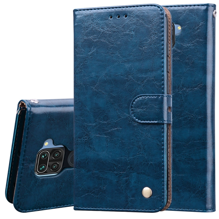 For Xiaomi Redmi Note 9 Business Style Oil Wax Texture Horizontal Flip Leather Case with Holder & Card Slots & Wallet