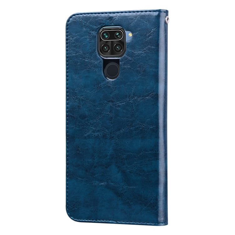 For Xiaomi Redmi Note 9 Business Style Oil Wax Texture Horizontal Flip Leather Case with Holder & Card Slots & Wallet