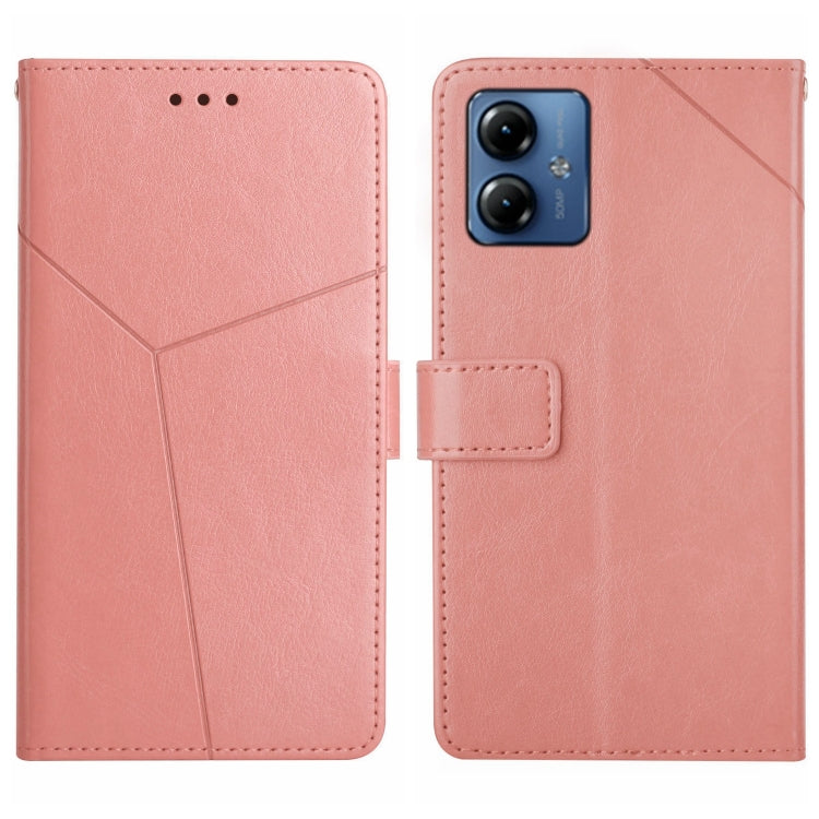 For Motorola Moto G14 HT01 Y-shaped Pattern Flip Leather Phone Case