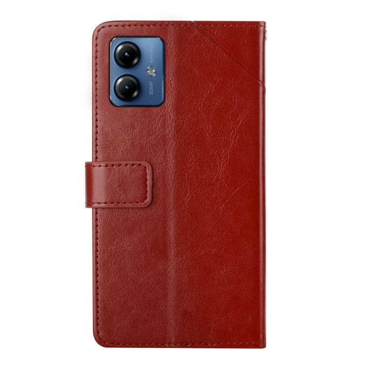For Motorola Moto G14 HT01 Y-shaped Pattern Flip Leather Phone Case