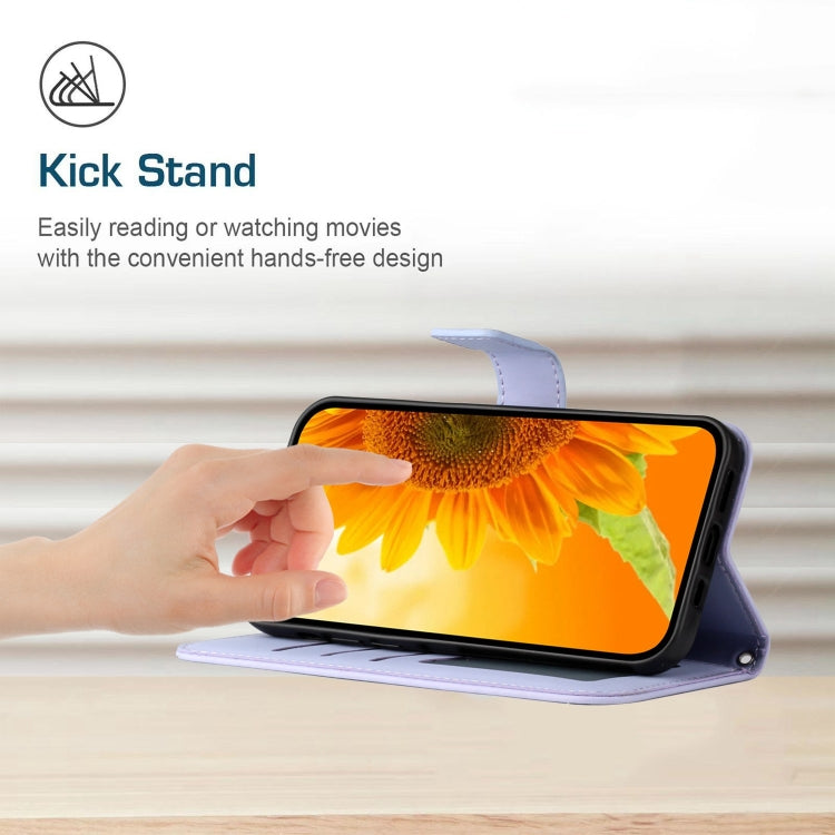 For Motorola Edge 40 Neo HT04 Skin Feel Sun Flower Embossed Flip Leather Phone Case with Lanyard